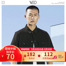 vgo 男装舒适百搭短袖POLO衫中性简洁夏季上衣断码清仓EVW21263179 黑色 M 170/88A