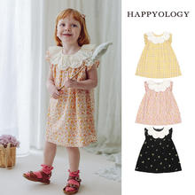HAPPYOLOGY 英国儿童春夏大翻领裙子绣花女童连身裙新品碎花连衣裙