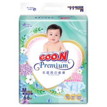 plus会员、京东百亿补贴：大王GOO.N花信风系列环贴纸尿裤婴儿尿不湿 纸尿裤 M66片（6-11kg）