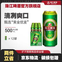珠江啤酒 8度清爽绿金罐精品500ml*12罐整箱听装酒优质正品