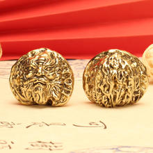 绿息 黄铜 钟馗实心核桃 金属手把件 工艺品 黄铜核桃 （两只装）