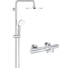 高仪（GROHE）进口恒温花洒套装 淋浴花洒200MM顶喷 空气注入手持套装26452001 恒温有下出水