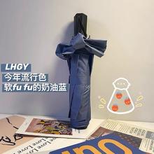 法式复古禁欲系晴雨两用三折防紫外线便携折叠遮阳黑胶伞男女雨伞
