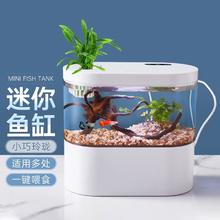 智汇 鱼缸水族箱客厅小型迷你桌面创意造景智能免换水生态玻璃金鱼缸 桌面鱼缸 低配