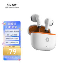 SIMGOT 兴戈 风灵FLD100真无线半入耳式降噪蓝牙耳机长续航久戴不痛高音质 皓月白