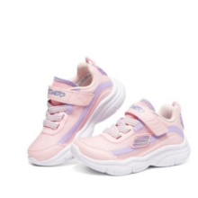 SKECHERS 斯凯奇 儿童软底轻质魔术贴运动鞋 粉红色/薰衣草色 23