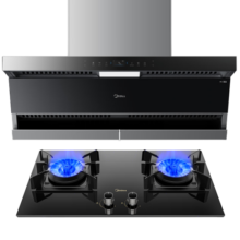 美的（Midea）家用抽油烟机DK7顶侧双吸25大吸力1000Pa脱排油烟机燃气灶具热水器套餐大风量厨房烟灶套装多件套 厨房两件套套装-5.0kw铜火盖定时灶Q72P 天然气