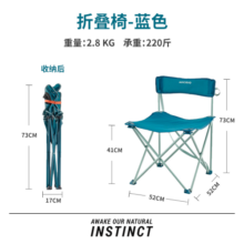 迪卡侬（DECATHLON）户外折叠椅子凳便携露营凳钓鱼椅随身靠背椅ODCF 离地41cm蓝色(承重110公斤）