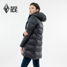 黑冰（BLACKICE）女士650+蓬中长款轻量修身连帽羽绒服XYJ588653F D 黑色 S