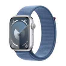 Apple/苹果 Watch Series 9 智能手表GPS款45毫米银色铝金属表壳 凛蓝色回环式运动表带 MR9F3CH/A