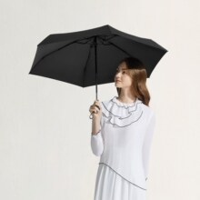 蕉下（beneunder）夏季防晒伞黑胶胶囊五折伞女士晴雨两用伞迷你可跨遮阳伞BM65124 【胶囊款】青石黑