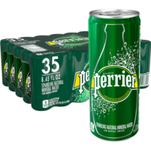 巴黎水（Perrier ）法国原装进口 原味气泡水矿泉水 250ml*35罐 整箱装