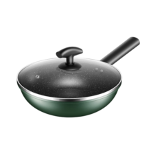 九阳（Joyoung）炒锅凹底聚油意式麦饭石色不粘锅家用炒菜锅平底大炒锅大直径锅具 【30cm新款聚油不粘】C241