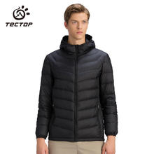 TECTOP 探拓 户外轻薄羽绒服 男短款修身连帽防寒保暖羽绒外套 户外出游外衣D208107YR 男款黑色 L