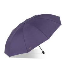 天堂伞加大加固商务雨伞抗风拒水10骨大伞晴雨两用伞男女 黑胶升级款-黑色弯柄