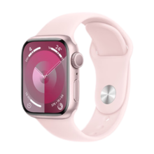 再降价、LUS会员：Apple 苹果 Watch Series 9 智能手表 GPS款 41mm 亮粉色 橡胶表带 S/M