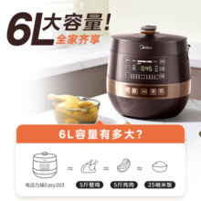 美的（Midea）电压力锅高压锅电饭煲一键排气家用智能大容量电饭锅双胆球釜多功能预约定时上盖可拆 【一锅双胆】3-10人 6L