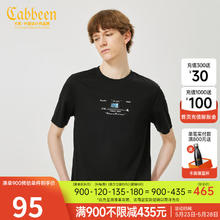 Cabbeen 卡宾 商场同款男装字母刺绣T恤2022夏新款风景印花短袖B2222132004 煤黑色01 48/170/M