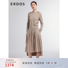 ERDOS 鄂尔多斯 早春圆领柔软套头修身针织女羊绒衫 大地驼 160/84A/M