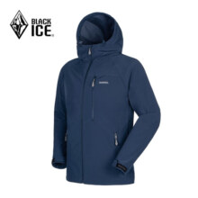 黑冰（BLACKICE）男士户外运动登山徒步防风保暖连帽软壳衣 藏青 M