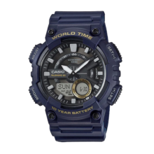 卡西欧（CASIO）大众指针系列 时尚防水世界时间运动休闲男表 AEQ-110W-2AVDF