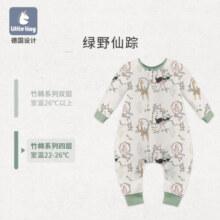 little tiny婴儿睡袋纱布竹棉薄款夏季四层春秋宝宝分腿睡衣儿童四季通用防踢 绿野仙踪-竹棉长袖-22~26℃ M码（建议身高80-95cm）