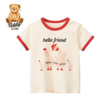 PLUS会员：TEDDY ISLAND 泰迪爱兰 儿童纯棉短袖T恤 任选3件