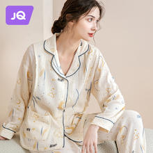 Joyncleon 婧麒 哺乳睡衣纱布月子服夏季薄款产后棉孕妇春秋怀孕期家居服女 杏色 XXL(建议140_160斤)