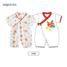 aqpa 婴儿夏季连体衣宝宝中国风新年哈衣纯棉汉服0-2岁 龙华富贵组合 59cm