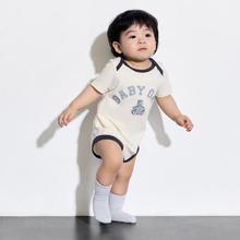 Gap 盖璞 婴儿纯棉小熊撞色短袖连体衣