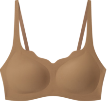 ubras无尺码浪花领文胸收副乳内衣女无痕聚拢文胸无钢圈胸罩母亲节 胡桃木(美拉德色)-背心 经典版(100-130斤)A-C杯