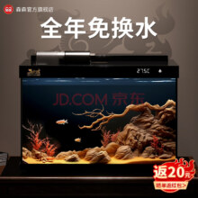 20点开始，升级自动喂食，SUNSUN 森森 金麟超白智能鱼缸 380B尊享版 带过滤增氧