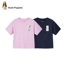 暇步士（Hush Puppies）童装儿童男女童夏季短袖T恤休闲百搭清爽 深藏蓝（B款） 140cm