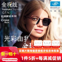 essilor 依视路 第八代全视线变灰色膜岩近视眼镜镜片 1.67折射率（定制片）