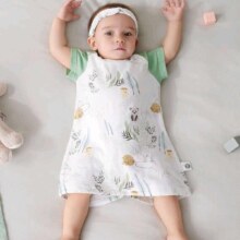 PLUS会员:欧孕（OUYUN）婴儿夏季竹棉睡袋连体服 花卉小鹿-【前二后二短袖】