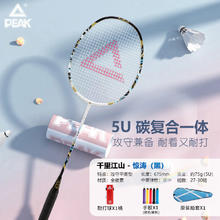PEAK 匹克 羽毛球拍5U全碳素超轻一体碳纤维专业进阶场馆练习拍单拍套装30磅 惊涛（黑）