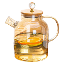 青苹果硼硅耐热玻璃冷水壶凉水壶玻璃扎啤壶琥珀色1.8L琥珀色高颜值 琥珀壶+四杯高档冰川杯