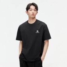 GXG 2024新品夏GXG吸湿速干简约绣花宽松休闲舒适短袖T恤男
