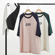 Gap 盖璞 2024夏新款男女同款撞色插肩袖短袖T恤 544461 多色
