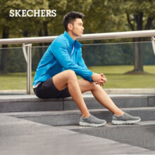 斯凯奇（Skechers）男鞋夏季休闲鞋运动透气软底懒人网面鞋减震一脚蹬健步鞋216029 灰色GRY -216029 41