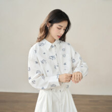 29日10点开始：茵曼 猫咪植绒衬衣女装衬衫 18336149HM20
