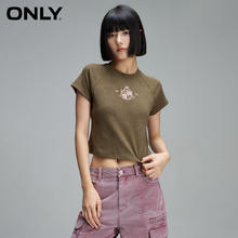 ONLY 奥莱春季新款百搭简约时尚扎染印花修身短款T恤女