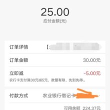 农业银行 生活缴费 满30-5元