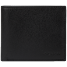 蔻驰（COACH）奢侈品男士黑色皮质短款钱包钱夹F74991 BLK【品牌授权直供】