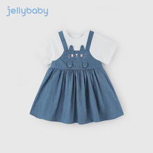 JELLYBABY 假两件裙子女童童装连衣裙 米白 90
