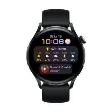 京东百亿补贴、plus会员：华为HUAWEI WATCH 3 活力款 黑色氟橡胶表带 46mm表盘 eSIM独立通话 鸿蒙系统 体温检测