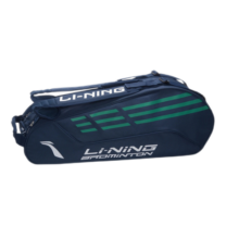 李宁（LI-NING） 羽毛球包 大容量球拍包比赛款单双肩运动包 多功能球拍包 6支装包独立鞋仓 ABJS023-4 黑绿