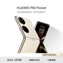 京东百亿补贴：华为 P50 Pocket  12+512GB鎏光金 折叠屏 手机