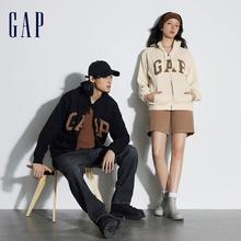 Gap 盖璞 LOGO复古连帽开衫卫衣