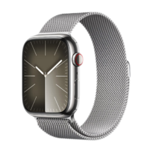31日20点：Apple/苹果 Watch Series 9 智能手表GPS+蜂窝款45毫米银色不锈钢表壳银色米兰尼斯表带 MRPJ3CH/A